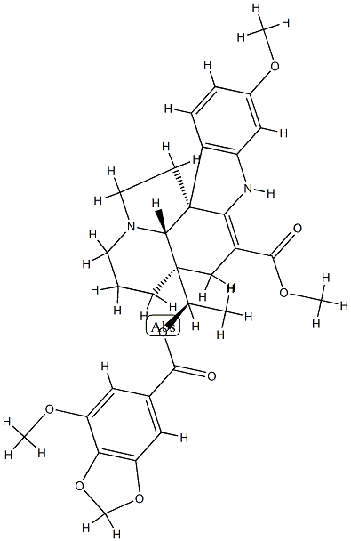 (5α,12β,19α,20R)-2,3-Didehydro-16-methoxy-20-[[(7-methoxy-1,3-benzodioxol-5-yl)carbonyl]oxy]aspidospermidine-3-carboxylic acid methyl ester 구조식 이미지