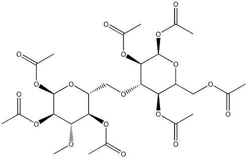 6-O-(1-O,2-O,4-O,6-O-Tetraacetyl-3-deoxy-α-D-glucopyranos-3-yl)-1-O,2-O,4-O-triacetyl-3-O-methyl-α-D-glucopyranose Structure