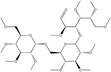 3-O-[6-O-(2-O,3-O,4-O,6-O-Tetramethyl-β-D-glucopyranosyl)-2-O,3-O,4-O-trimethyl-β-D-glucopyranosyl]-2-O,4-O,5-O,6-O-tetramethyl-D-glucose 구조식 이미지