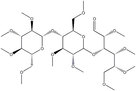 3-O-[4-O-(2-O,3-O,4-O,6-O-Tetramethyl-β-D-glucopyranosyl)-2-O,3-O,6-O-trimethyl-β-D-glucopyranosyl]-2-O,4-O,5-O,6-O-tetramethyl-D-glucose Structure