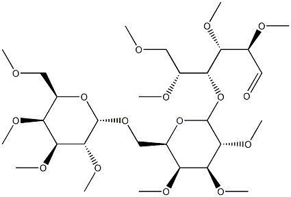 4-O-[6-O-(2-O,3-O,4-O,6-O-Tetramethyl-β-D-galactopyranosyl)-2-O,3-O,4-O-trimethyl-β-D-galactopyranosyl]-2-O,3-O,5-O,6-O-tetramethyl-D-glucose 구조식 이미지