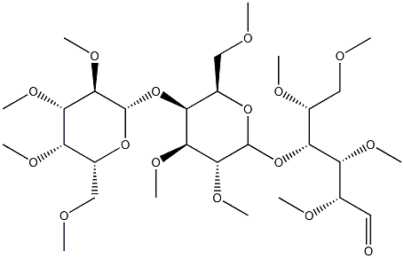4-O-[4-O-(2-O,3-O,4-O,6-O-Tetramethyl-β-D-galactopyranosyl)-2-O,3-O,6-O-trimethyl-β-D-galactopyranosyl]-2-O,3-O,5-O,6-O-tetramethyl-D-glucose 구조식 이미지
