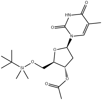 (2R,3S,5R)-2-(((tert-butyldimethylsilyl)oxy)methyl)-5-(5-methyl-2,4-dioxo-3,4-dihydropyrimidin-1(2H)-yl)tetrahydrofuran-3-yl acetate(WX160420) 구조식 이미지