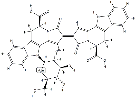 (5S)-2-[(2E,5S)-5-Carboxy-6,11-dihydro-3-oxo-3H-indolizino[8,7-b]indol-2(5H)-ylidene]-11-(β-D-glucopyranosyl)-2,5,6,11-tetrahydro-3-oxo-3H-indolizino[8,7-b]indole-5-carboxylic acid Structure