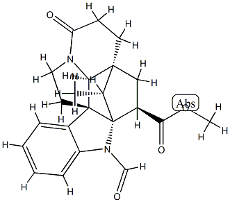 (5α,12β,19α,20R)-1-Formyl-8-oxo-2α,20-cycloaspidospermidine-3β-carboxylic acid methyl ester 구조식 이미지