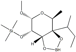 메틸3-O,4-O-(부틸보란디일)-2-O-(트리메틸실릴)-6-데옥시-α-L-갈락토피라노시드 구조식 이미지