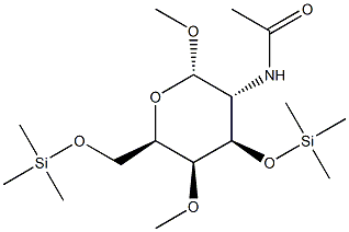 Methyl 2-(acetylamino)-4-O-methyl-3-O,6-O-bis(trimethylsilyl)-2-deoxy-α-D-galactopyranoside 구조식 이미지