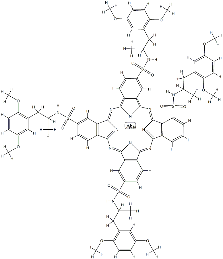 [N,N',N'',N'''-tetrakis[2-(2,5-dimethoxyphenyl)-1-methylethyl]-29H,31H-phthalocyanine-1,8,15,22-tetrasulphonamidato(2-)-N29,N30,N31,N32]copper Structure