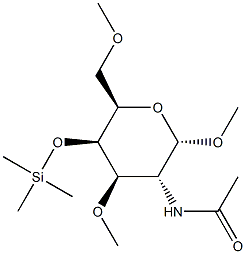 Methyl 2-(acetylamino)-3-O,6-O-dimethyl-4-O-(trimethylsilyl)-2-deoxy-α-D-galactopyranoside 구조식 이미지