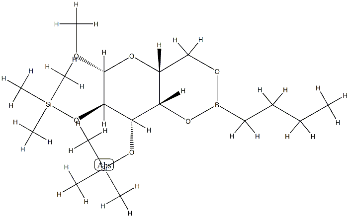 Methyl 2-O,3-O-bis(trimethylsilyl)-4-O,6-O-(butylboranediyl)-β-D-galactopyranoside Structure