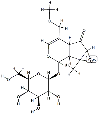 2-(β-D-Glucopyranosyloxy)-1a,1b,5a,6a-tetrahydro-5-methoxymethyl-1a-methyloxireno[4,5]cyclopenta[1,2-c]pyran-6(2H)-one Structure