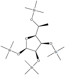 1-O,2-O,3-O,5-O-Tetrakis(trimethylsilyl)-6-deoxy-β-L-mannofuranose 구조식 이미지