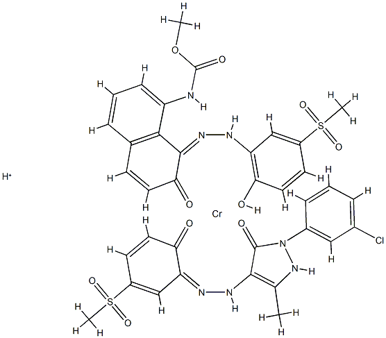 Chromate(1-), [2-(3-chlorophenyl)-2,4-dihydro-4-[[2-hydroxy-5-(methylsulfonyl)phenyl]azo]-5-methyl-3H-pyrazol-3-onato(2-)][methyl [7-hydroxy-8-[[2-hydroxy-5-(methylsulfonyl)phenyl]azo]-1-naphthalenyl]carbamato(2-)]-, hydrogen Structure