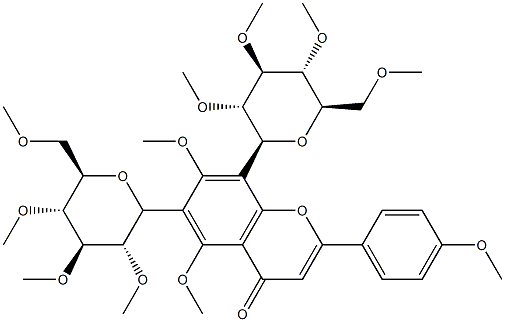 5,7-Dimethoxy-2-(4-methoxyphenyl)-6,8-bis(2-O,3-O,4-O,6-O-tetramethyl-β-D-glucopyranosyl)-4H-1-benzopyran-4-one Structure