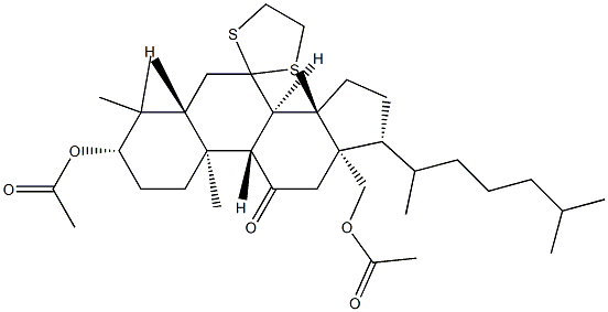 (20ξ)-7,7-Ethylenedithio-3β,18-bis(acetyloxy)-11-oxo-5α-lanostane Structure