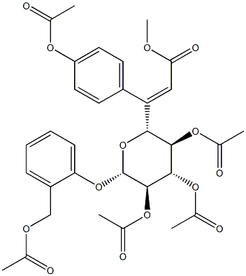 2-[(Acetyloxy)methyl]phenyl 2-O,3-O,4-O-triacetyl-6-O-[3-[4-(acetoxy)phenyl]propenoyl]-β-D-glucopyranoside Structure