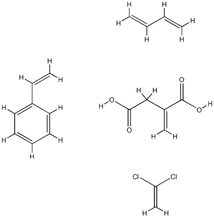 Butanedioic acid, methylene-, polymer with 1,3-butadiene, 1,1-dichloroethene and ethenylbenzene Structure