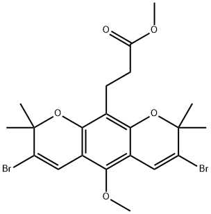 3,7-Dibromo-5-methoxy-2,2,8,8-tetramethyl-2H,8H-benzo[1,2-b:5,4-b']dipyran-10-propanoic acid methyl ester Structure