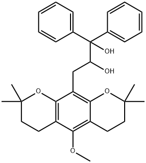 3-(3,4,7,8-Tetrahydro-5-methoxy-2,2,8,8-tetramethyl-2H,6H-benzo[1,2-b:5,4-b']dipyran-10-yl)-1,1-diphenyl-1,2-propanediol Structure