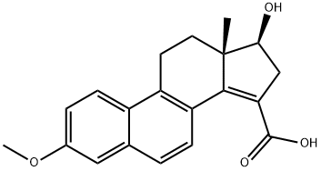 (13S,17β)-12,13,16,17-Tetrahydro-17-hydroxy-3-methoxy-13-methyl-11H-cyclopenta[a]phenanthrene-15-carboxylic acid 구조식 이미지