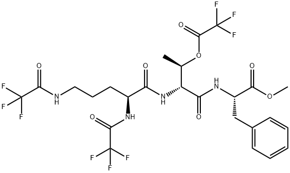 N2,N5-Bis(trifluoroacetyl)-L-Orn-O-(trifluoroacetyl)-D-aThr-L-Phe-OMe Structure