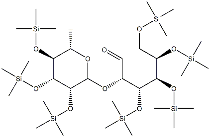 2-O-[6-Deoxy-2-O,3-O,4-O-tris(trimethylsilyl)-α-L-mannopyranosyl]-3-O,4-O,5-O,6-O-tetrakis(trimethylsilyl)-D-glucose Structure