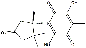 3,6-Dihydroxy-5-methyl-2-[(S)-1,2,2-trimethyl-4-oxocyclopentan-1α-yl]-2,5-cyclohexadiene-1,4-dione Structure