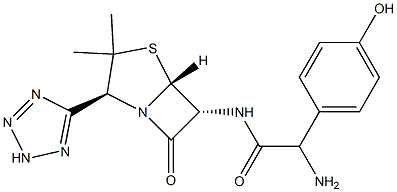 α-Amino-N-[(2S,5β)-3,3-dimethyl-7-oxo-2β-(1H-tetrazol-5-yl)-4-thia-1-azabicyclo[3.2.0]heptan-6α-yl]-4-hydroxybenzeneacetamide Structure