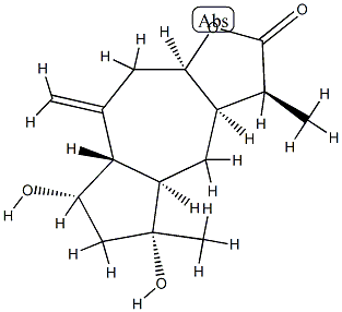 (3S,3aα,4aα,7aβ,9aα)-Dodecahydro-5α,7α-dihydroxy-3,5-dimethyl-8-methyleneazuleno[6,5-b]furan-2-one 구조식 이미지