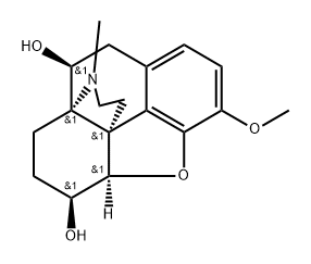 (13β,14β)-4,5α-Epoxy-3-methoxy-17-methylhasubanan-6α,9α-diol 구조식 이미지