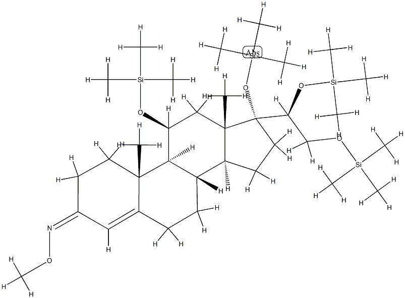 (20S)-11β,17,20,21-Tetrakis(trimethylsiloxy)pregn-4-en-3-one O-methyl oxime Structure
