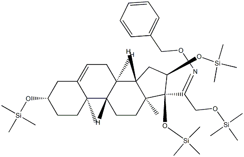 3β,16α,17,21-Tetrakis(trimethylsiloxy)pregn-5-en-20-one O-benzyl oxime Structure
