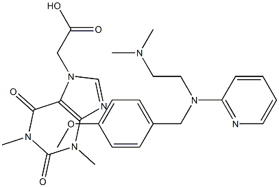 1,2,3,6-tetrahydro-1,3-dimethyl-2,6-dioxo-7H-purine-7-acetic acid, compound with N-(p-methoxybenzyl)-N',N'-dimethyl-N-(2-pyridyl)ethane-1,2-diamine (1:1) Structure