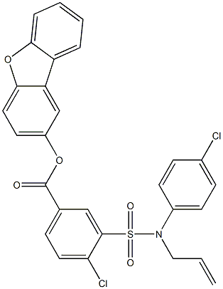 벤조산,4-클로로-3-[[(4-클로로페닐)-2-프로페닐아미노]술포닐]-,2-디벤조푸라닐에스테르(9CI 구조식 이미지