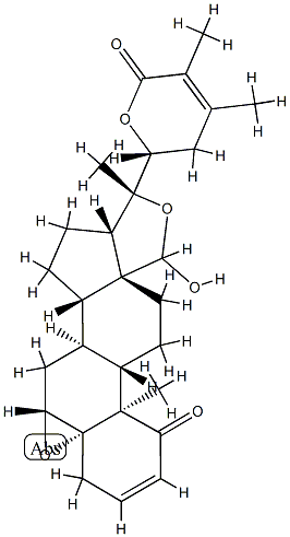 (22R)-5,6β:18,20-Diepoxy-18,22-dihydroxy-1-oxo-5β-ergosta-2,24-dien-26-oic acid 26,22-lactone 구조식 이미지