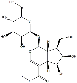 (1S)-1α-(β-D-Glucopyranosyloxy)-1,4aα,5,6,7,7aα-hexahydro-5α,6α-dihydroxy-7α-(hydroxymethyl)cyclopenta[c]pyran-4-carboxylic acid methyl ester Structure