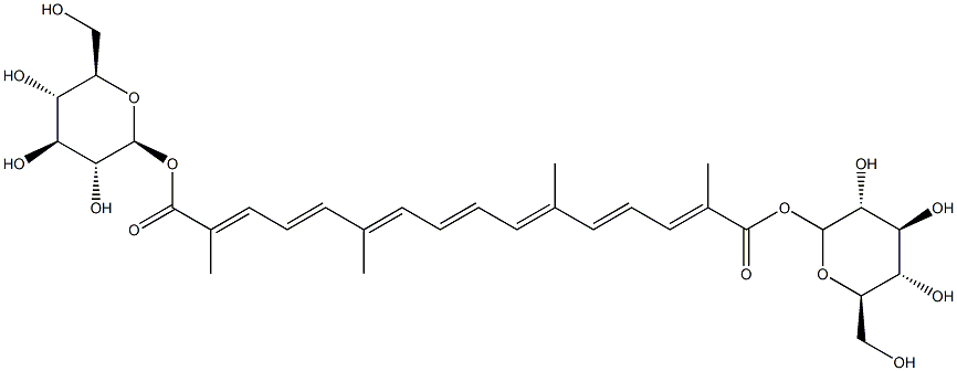 1,1'-[(2E,4E,6E,8E,10E,12E,14E)-2,6,11,15-tetramethyl-2,4,6,8,10,12,14-hexadecaheptaenedioate]-b-D-Glucopyranose 구조식 이미지