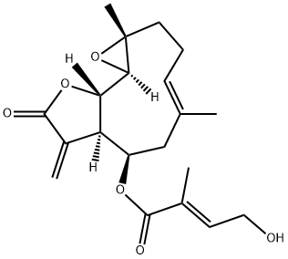 (E)-4-Hydroxy-2-methyl-2-butenoic acid (1aR,4E,7R,7aR,10aS,10bR)-1a,2,3,6,7,7a,8,9,10a,10b-decahydro-1a,5-dimethyl-8-methylene-9-oxooxireno[9,10]cyclodeca[1,2-b]furan-7-yl ester Structure