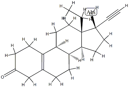 (8S,9S,13S,14S,17R)-13-ethyl-17-ethynyl-17-hydroxy-1,2,4,6,7,8,9,11,12,14,15,16-dodecahydrocyclopenta[a]phenanthren-3-one 구조식 이미지