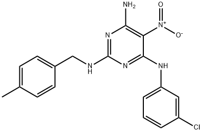 N~4~-(3-chlorophenyl)-N~2~-(4-methylbenzyl)-5-nitropyrimidine-2,4,6-triamine Structure