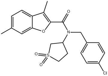 2-Benzofurancarboxamide,N-[(4-chlorophenyl)methyl]-3,6-dimethyl-N-(tetrahydro-1,1-dioxido-3-thienyl)-(9CI) Structure