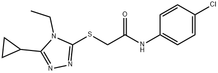 N-(4-chlorophenyl)-2-[(5-cyclopropyl-4-ethyl-4H-1,2,4-triazol-3-yl)sulfanyl]acetamide 구조식 이미지