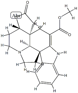 (5α,12R,19α)-2,3-Didehydro-6α-hydroxy-3-(methoxycarbonyl)aspidospermidin-21-oic acid γ-lactone 구조식 이미지