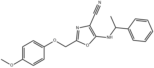 2-[(4-methoxyphenoxy)methyl]-5-[(1-phenylethyl)amino]-1,3-oxazole-4-carbonitrile Structure