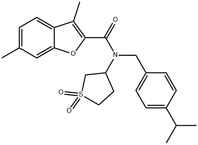 2-Benzofurancarboxamide,3,6-dimethyl-N-[[4-(1-methylethyl)phenyl]methyl]-N-(tetrahydro-1,1-dioxido-3-thienyl)-(9CI) Structure