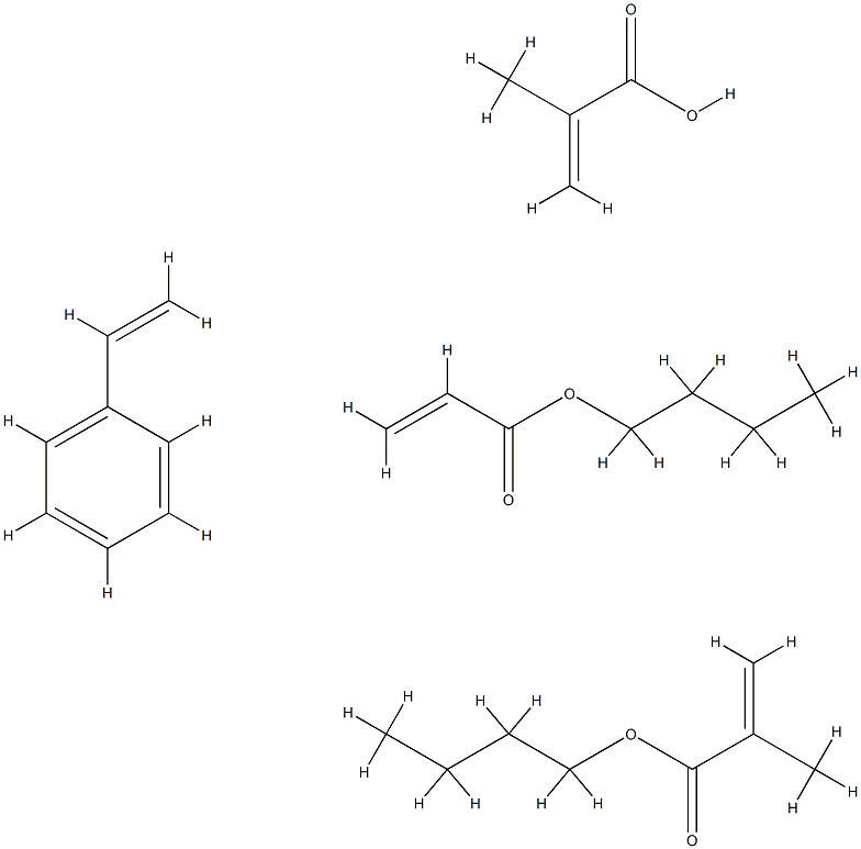 2-Propenoic acid, 2-methyl-, polymer with butyl 2-methyl-2-propenoate, butyl 2-propenoate and ethenylbenzene Structure