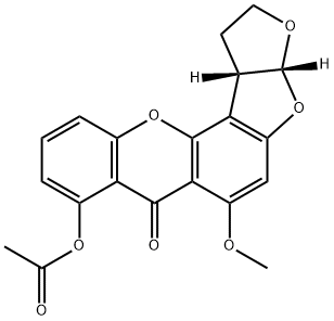 1,2,3a,12c-Tetrahydro-8-hydroxy-6-methoxy-7H-furo[3',2':4,5]furo[2,3-c]xanthene-7-one=acetate 구조식 이미지