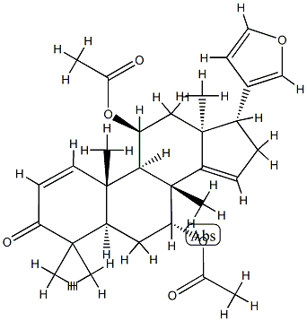 (13α,17α)-7α,11β-Diacetoxy-21,23-epoxy-4,4,8-trimethyl-24-nor-5α-chola-1,14,20,22-tetren-3-one 구조식 이미지