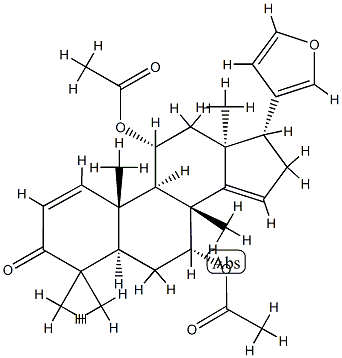 (13α,17α)-7α,11α-Diacetoxy-21,23-epoxy-4,4,8-trimethyl-24-nor-5α-chola-1,14,20,22-tetren-3-one 구조식 이미지