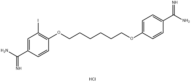 4-[6-(4-carbamimidoylphenoxy)hexoxy]-3-iodo-benzenecarboximidamide Structure